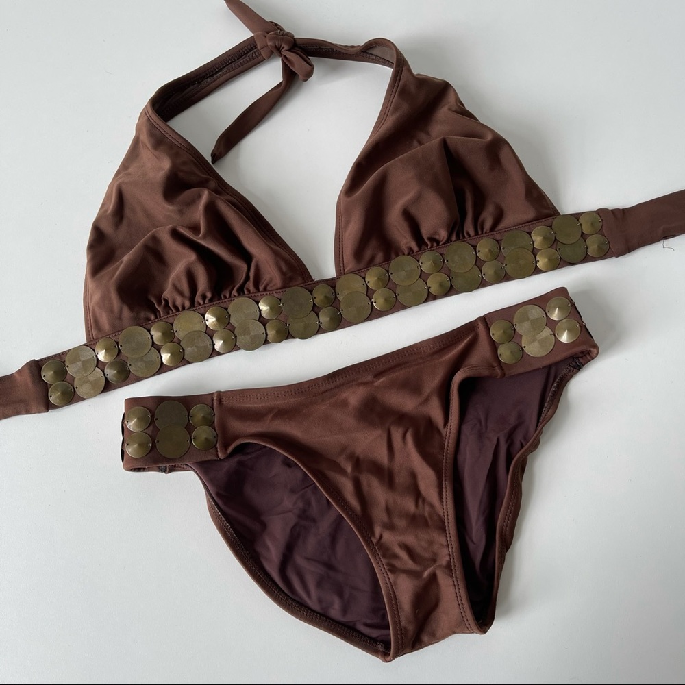 Hermanny by ViX bikini with metal disc detail Top size 12 Bottom size 6